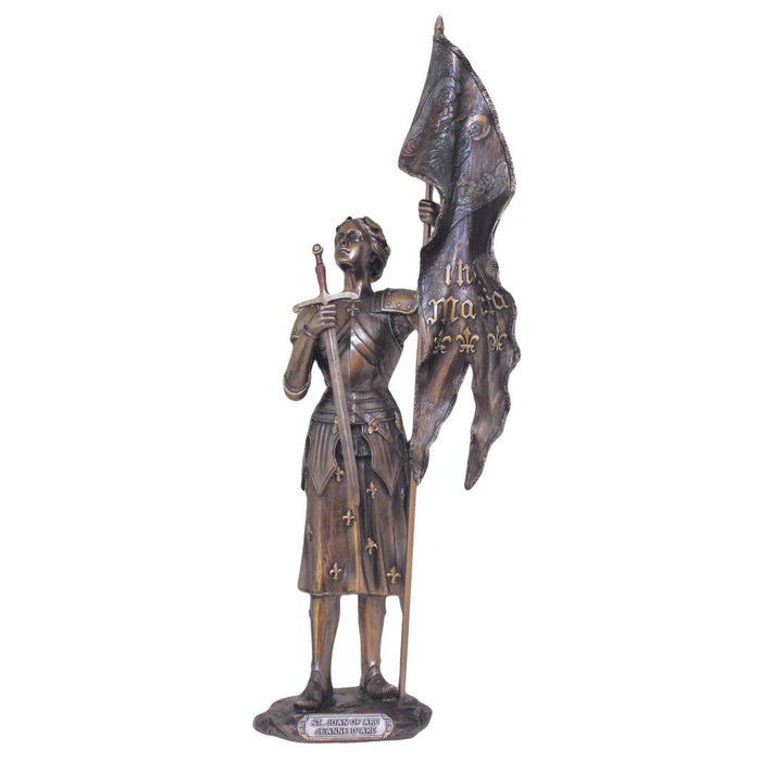 St. Joan of Arc Statue in Lightly Hand-Painted Cold Cast Bronze 11"