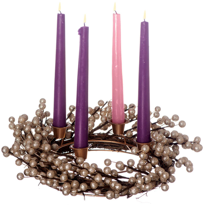 Advent Wreath 14" With Champaign Berries