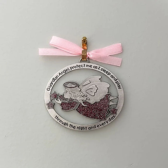 Crib Medal Angel with Pink Epoxy