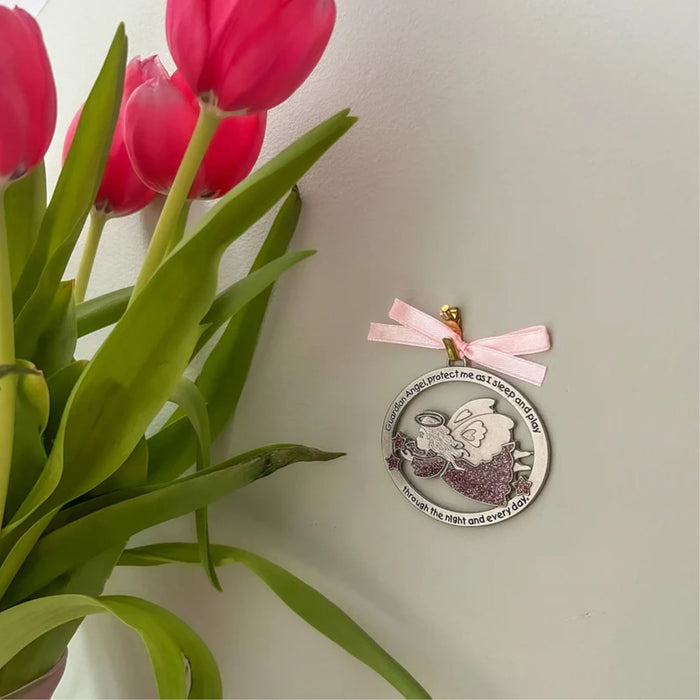 Crib Medal Angel with Pink Epoxy