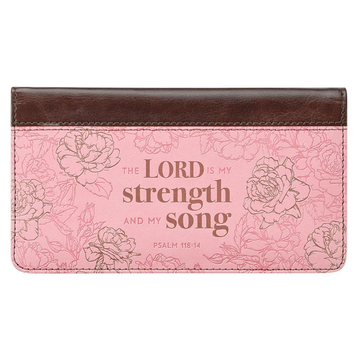 Checkbook Cover "Lord is My Strength & Song" Pink