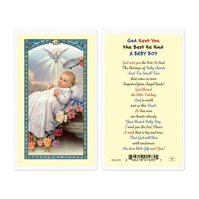 Baptism Holy Card "God Sent You the Best Boy"