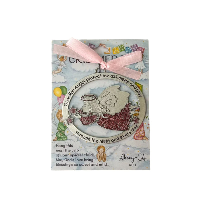 Crib Medal Angel with Pink Epoxy