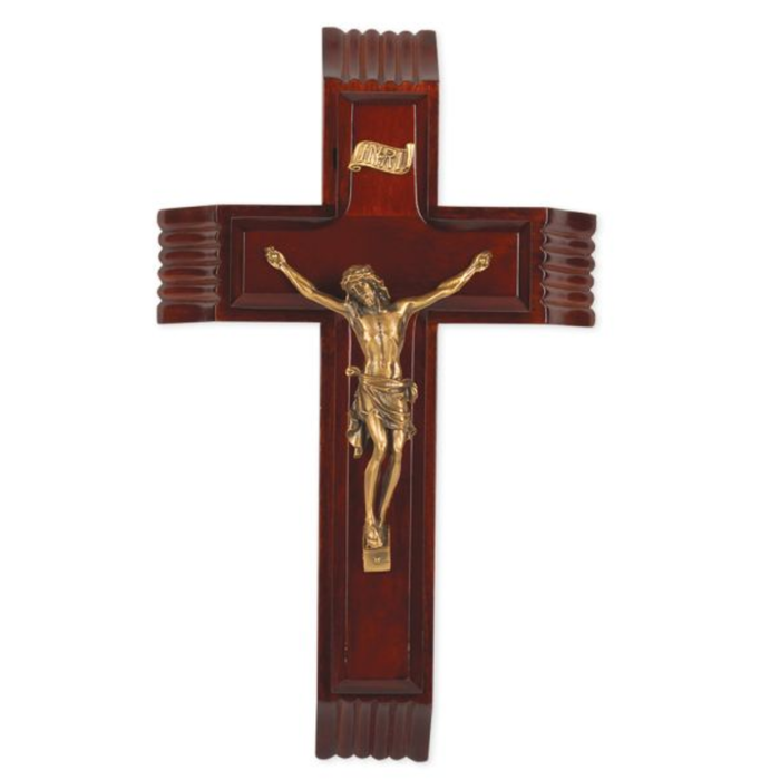 10" Dark Cherry Sick Call Cross with a Museum Gold Finish Corpus