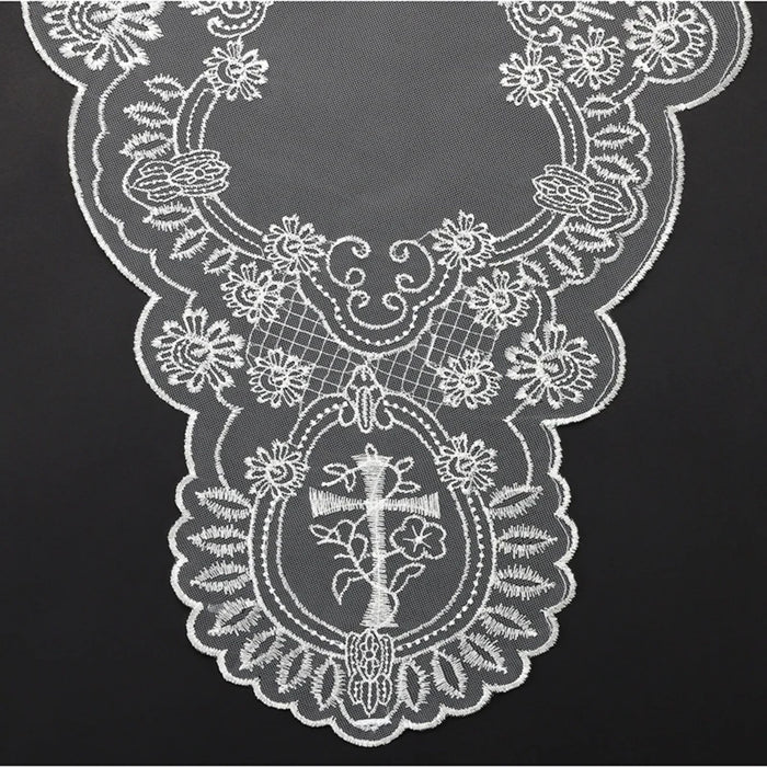 White Ornate Floral Chapel Veil