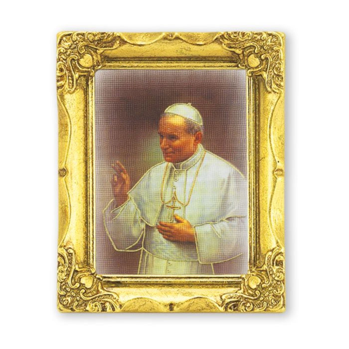 Saint John Paul II 3" x 2" Antique Gold Frame