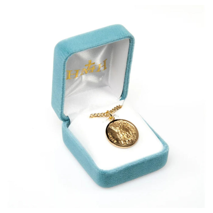 St Michael Medal with Prayer 16kt Over Sterling 24" Chain