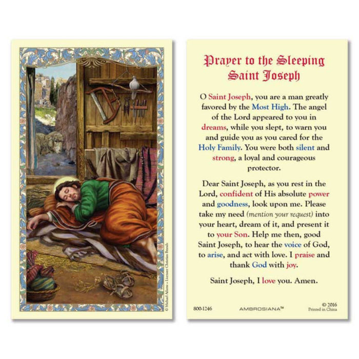 Sleeping St Joseph Holy Card