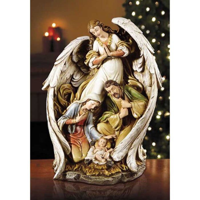 Angel With Nativity Scene 15" High
