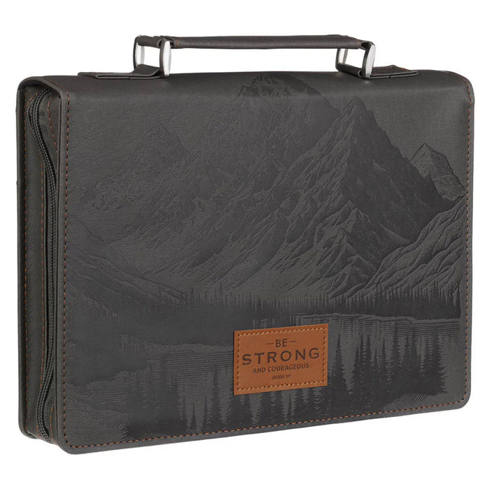 Bible Cover (M) Be Strong and Courageous Gray Mountains
