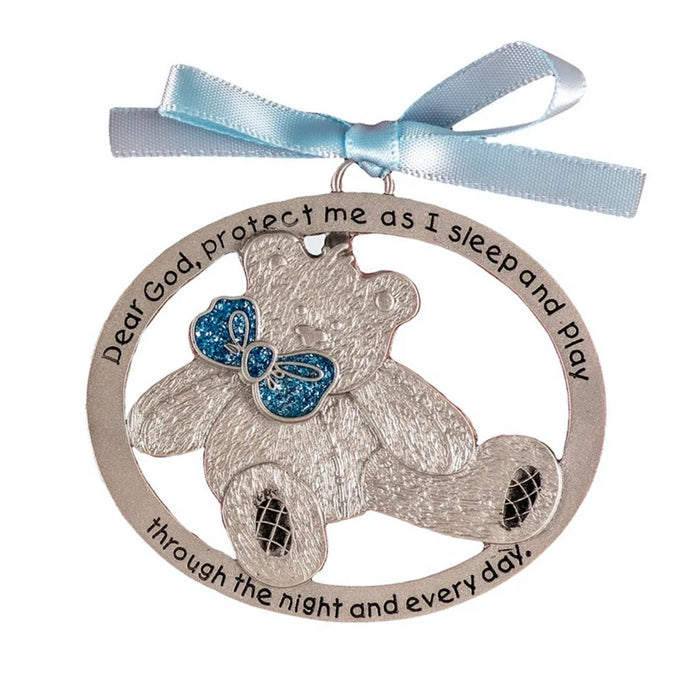 Crib Medal Teddy Bear Blue Ribbon
