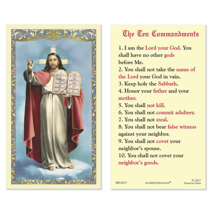 Ten Commandments Holy Card