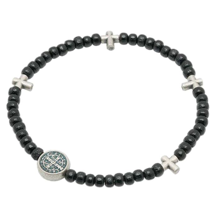 St Benedict Rosary Bracelet Black Wood