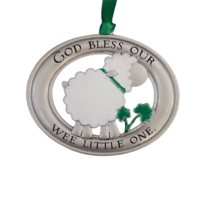 Crib Medal with Lamb "God Bless"