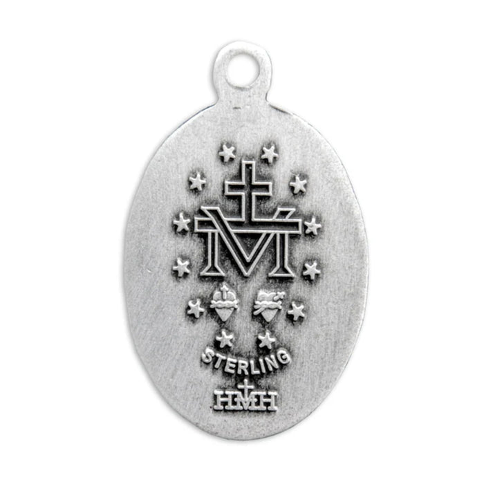 Miraculous Medal Sterling Silver Oval on 18" Chain