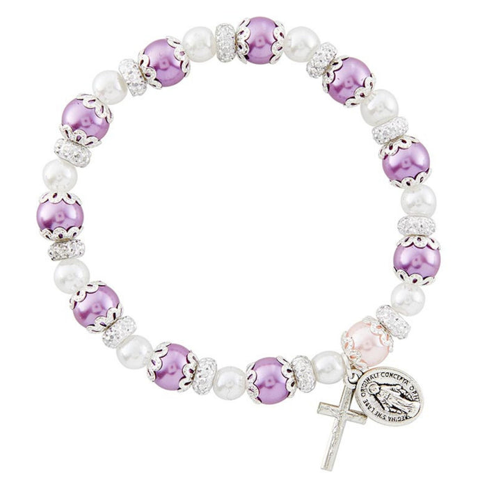 Purple Pearl Rosary Bracelet