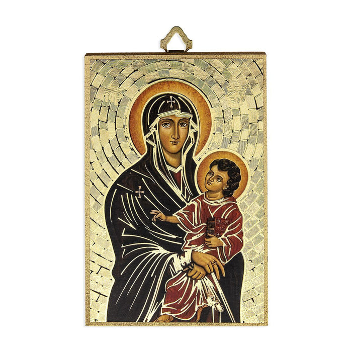 Our Lady of Romanus 4" x 6"  Gold Foil Mosaic Plaque