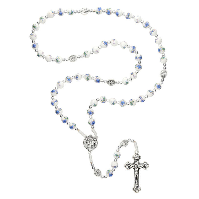 Blue Floral Mary's Garden Rosary