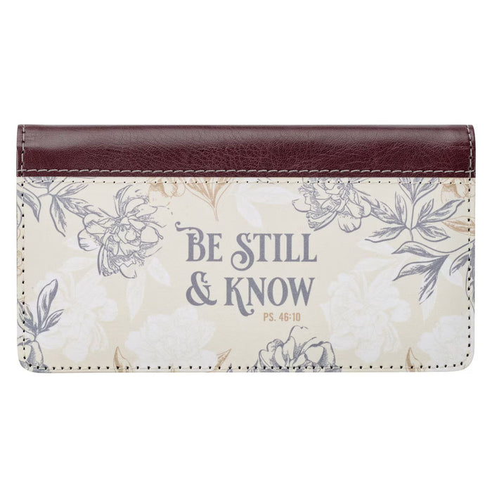 Checkbook Cover "Be Still & Know" Neutral Floral