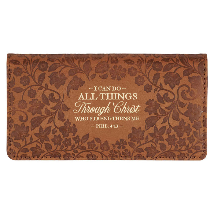 Checkbook Cover "All Things" Honey Brown
