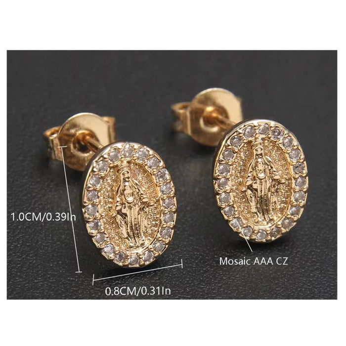 Earrings Miraculous Gold Tone With Crystal Frame