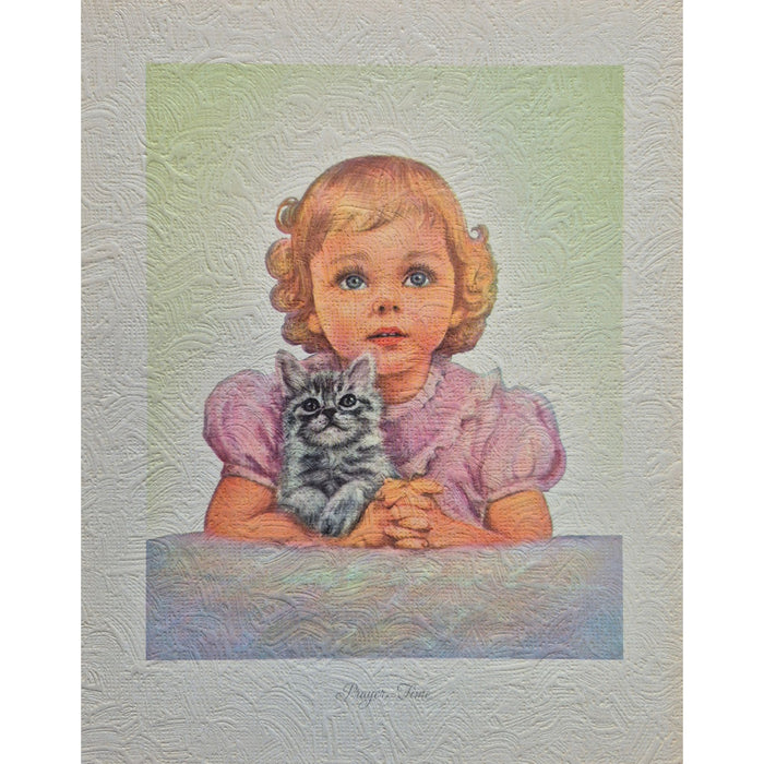 Vintage Praying with Pet Board Print 8" x 10"