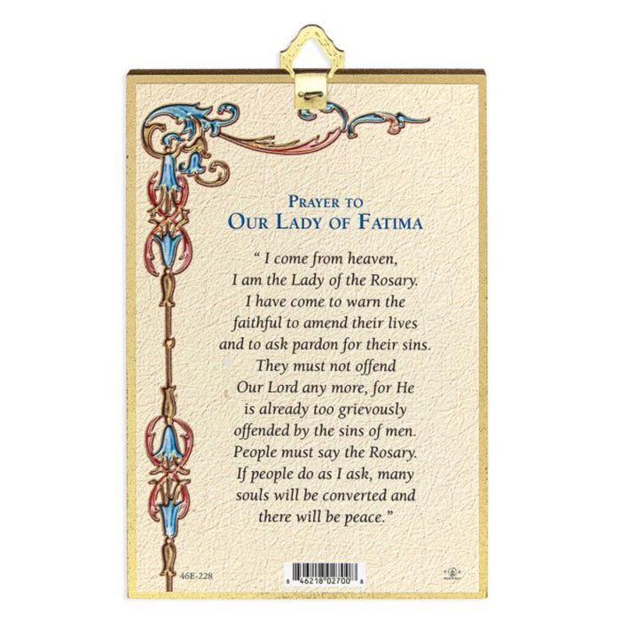 Our Lady of Fatima 4" x 6"  Gold Foil Mosaic Plaque