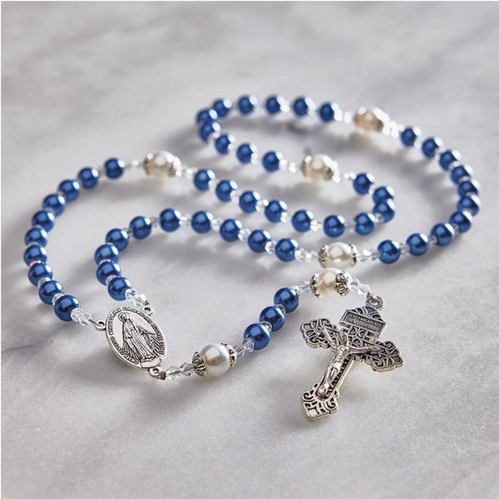 Miraculous Sapphire Pearl Rosary
