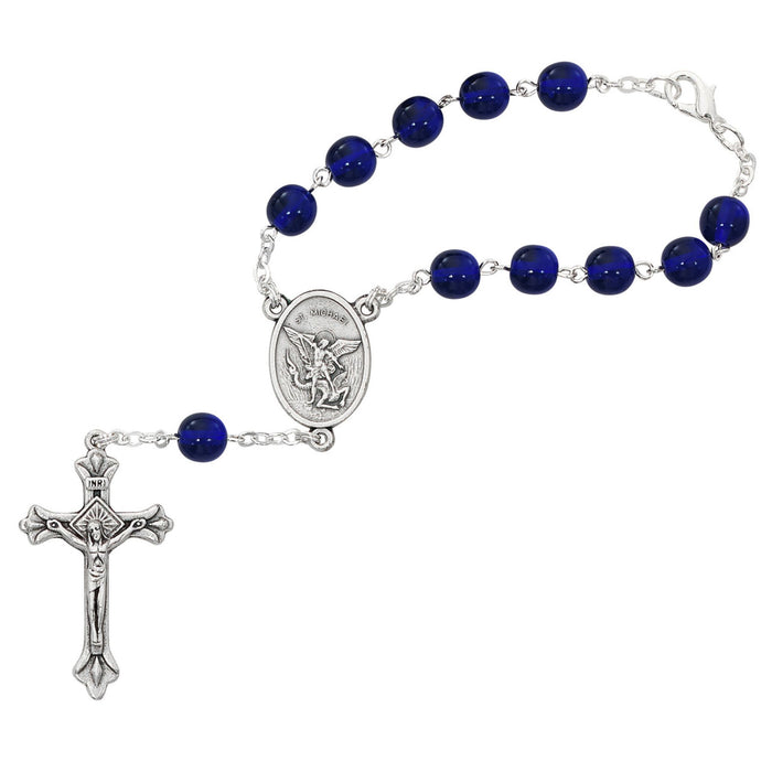 Auto Rosary St Michael Dark Blue Beads