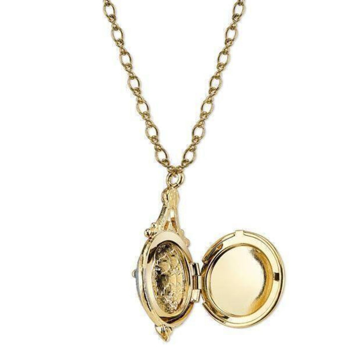 Enamel Madonna and Child Locket Necklace 18"