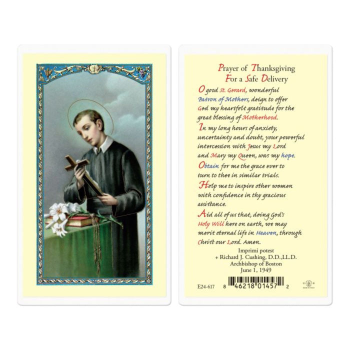 Saint Gerard Thanksgiving Prayer Holy Card