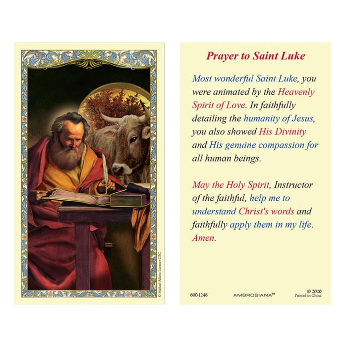 St Luke Holy Card