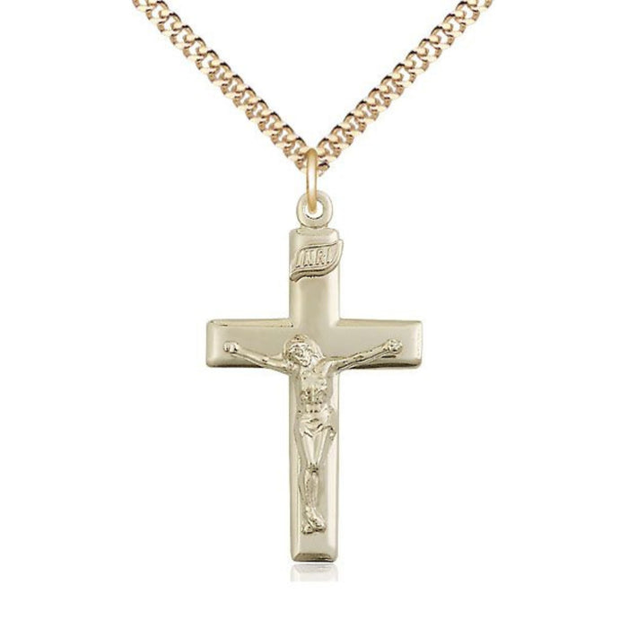 Crucifix 14kt Gold Filled Plain Style on 24" Chain