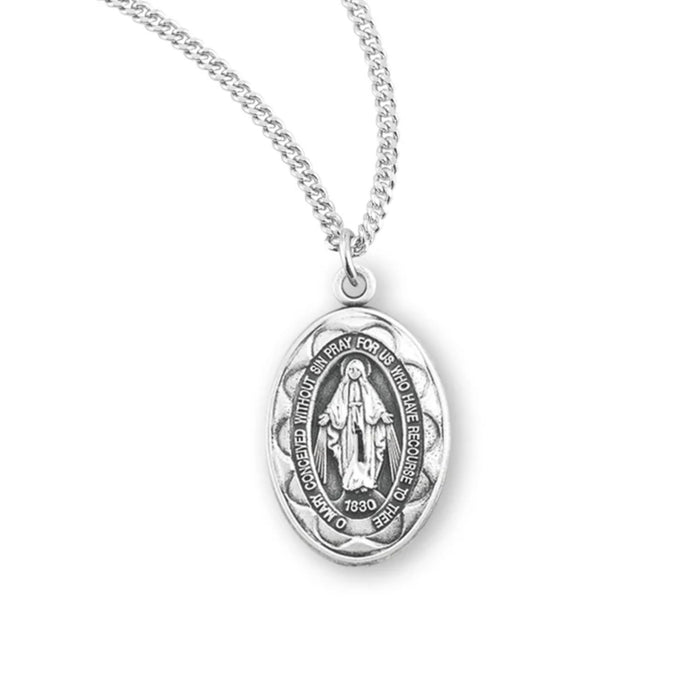 Miraculous Medal Scalloped Edge on 18" Chain