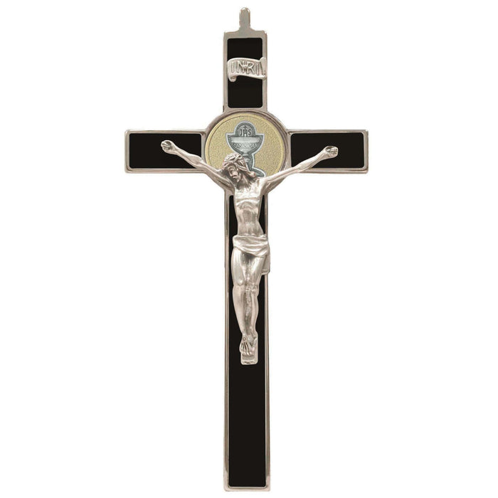 First Communion Wall Crucifix Black Enamel Inlay