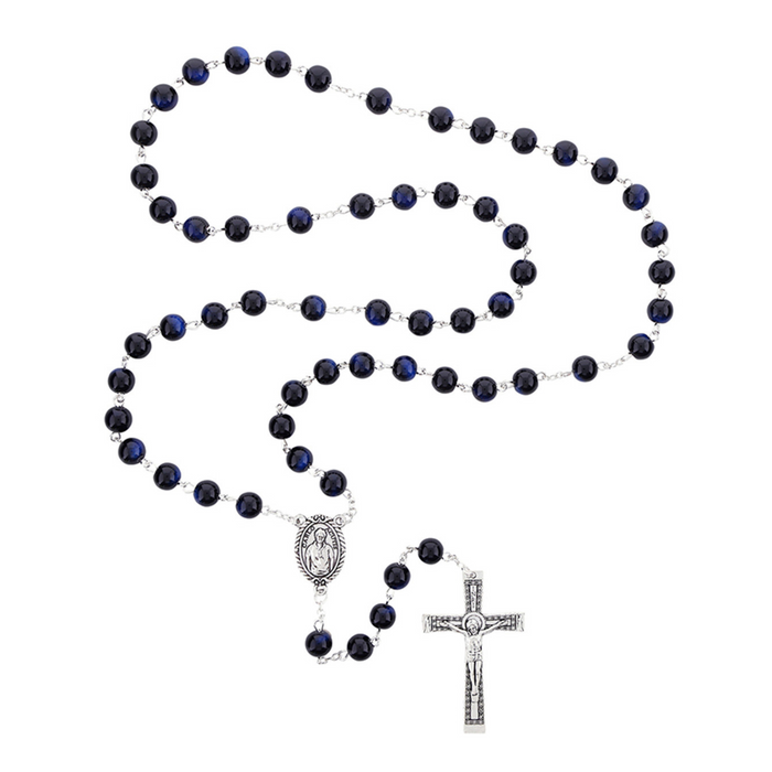 St Carlo Acutis Blue Imitation Agate Rosary