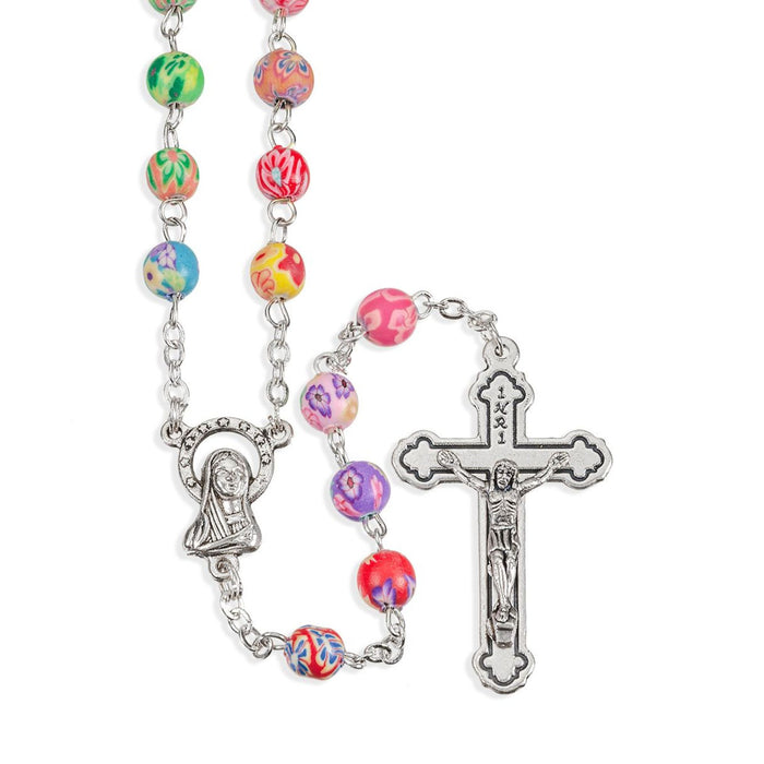 Rosary 6mm Multicolored Round Floral Beads