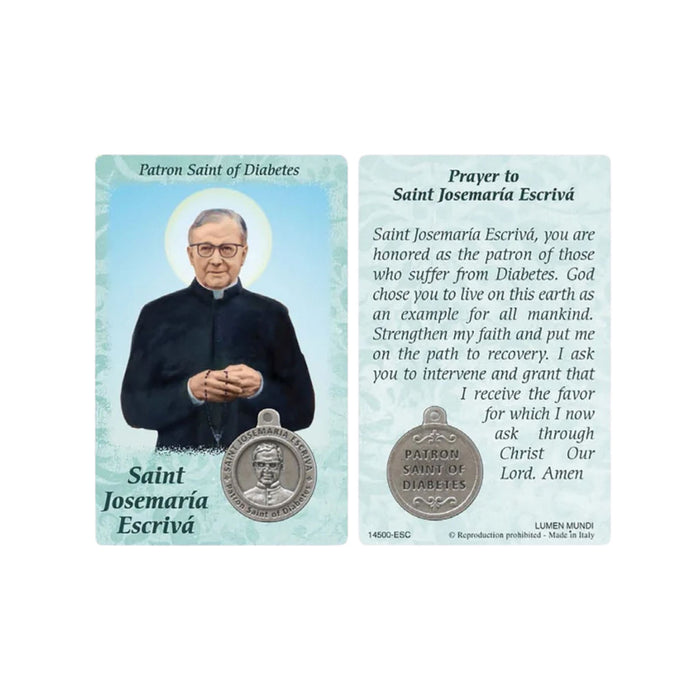 Healing Saint Card St Josemaria Escriva Patron of Diabetes