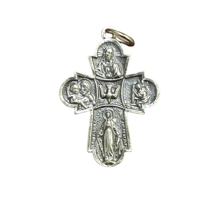 Four-Way Oxidized Medal in Silver Tone