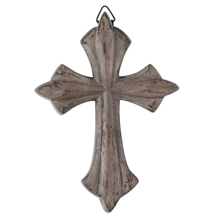 Wall Cross 5" High Wood Look Resin
