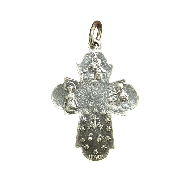 Four-Way Oxidized Medal in Silver Tone