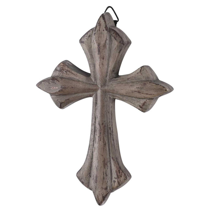 Wall Cross 5" High Wood Look Resin
