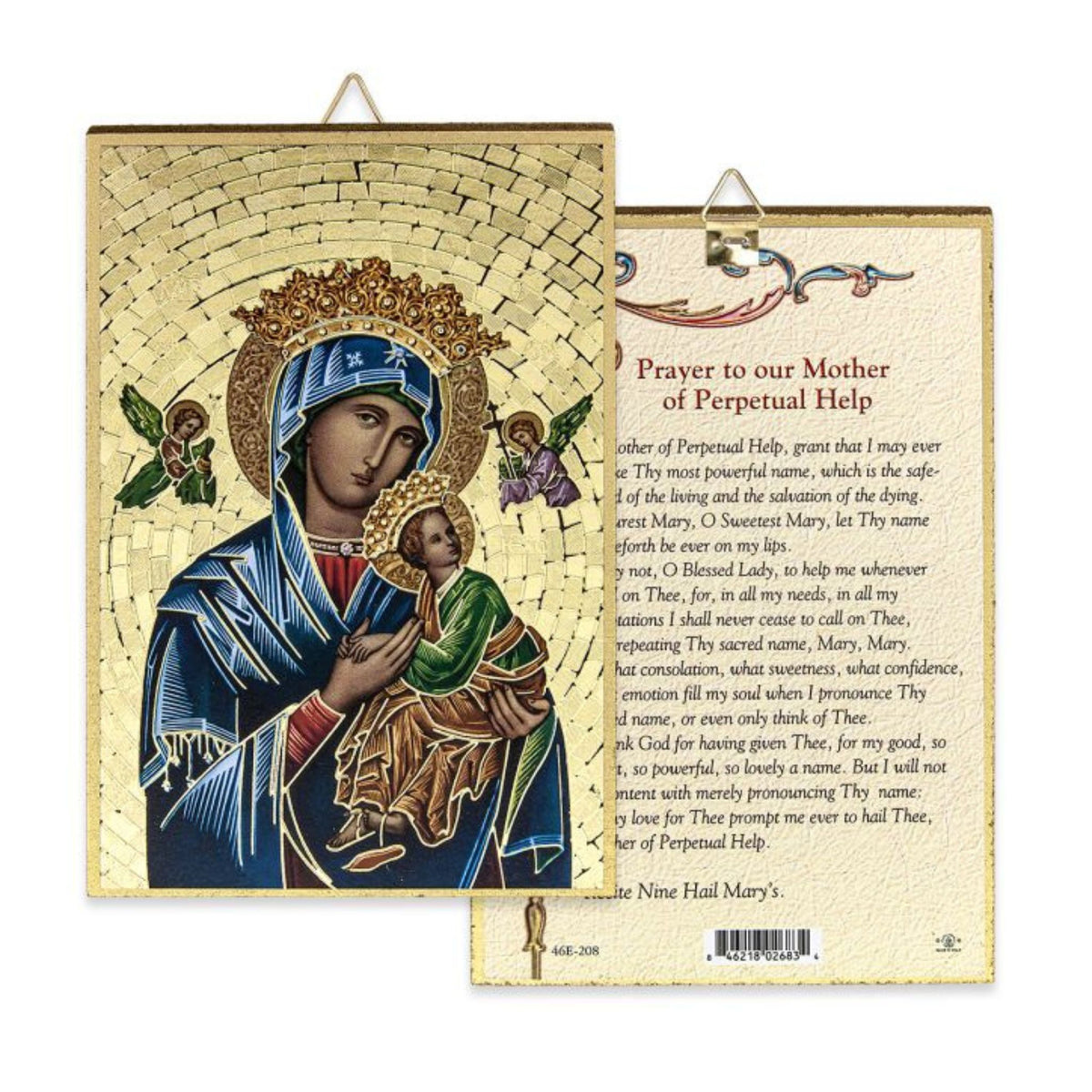 Our Lady of Perpetual Help 4" x 6" Gold Foil Mosaic Plaque — Gospa Missions