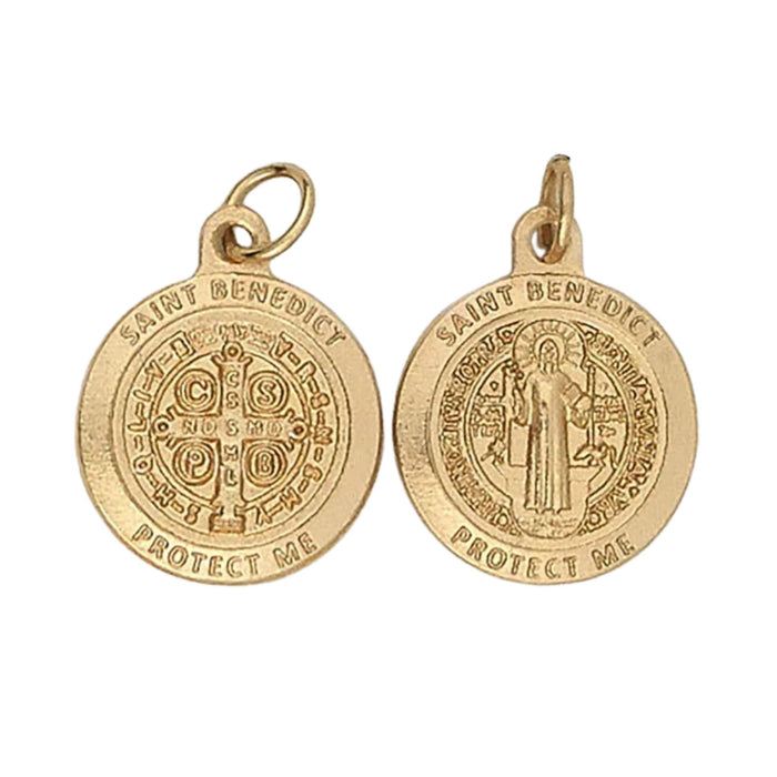 St Benedict Double Sided Round Gold Tone Medal