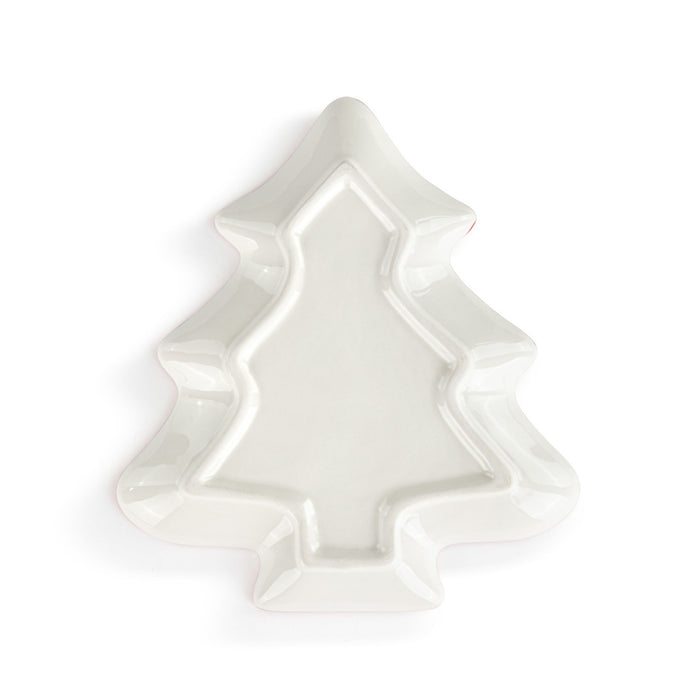 Snowman Red Heart Mini Ceramic Tree Shaped Dish