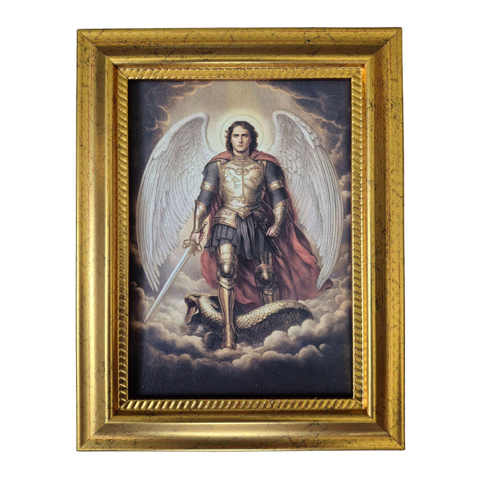 St Michael in Armor 5" x 7" Gold Frame