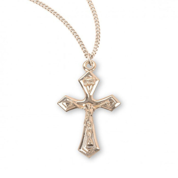 Crucifix Pointed Tapered 16kt Gold Over Sterling 18" Chain