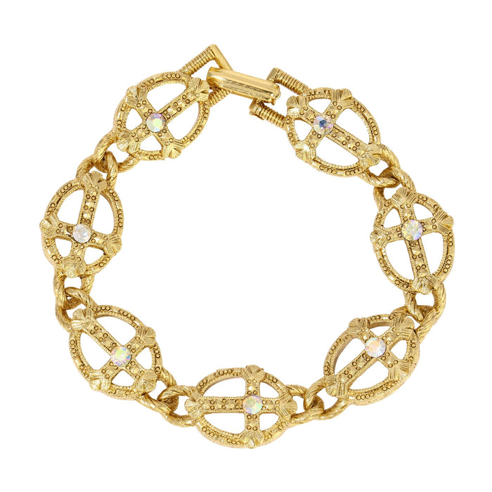 Multi Cross AB Crystals Link Bracelet
