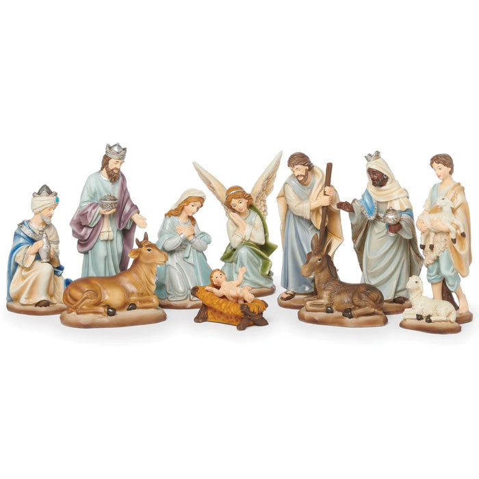 Nativity 11 Piece Set 6" High with Blue Robes