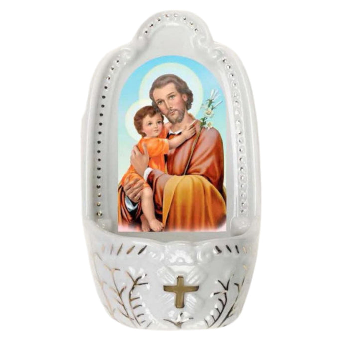 Holy Water Font St Joseph 5.25" Porcelain